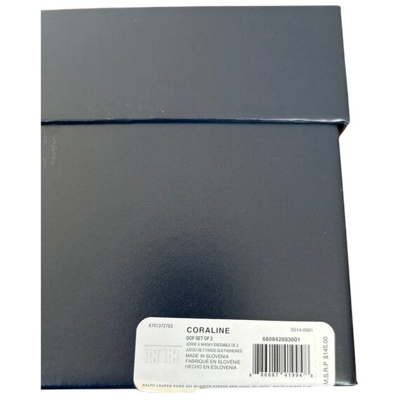 Ralph Lauren Coraline Double Old Fashioned Glass Set Of 2 Crystal Whiskey Rocks - Picture 4 of 5